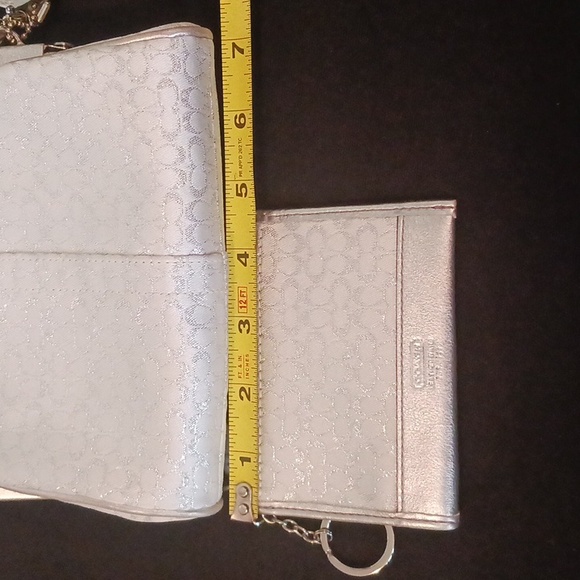 Coach~ Silver wristlet w/matching key chain, coin purse - Picture 16 of 16
